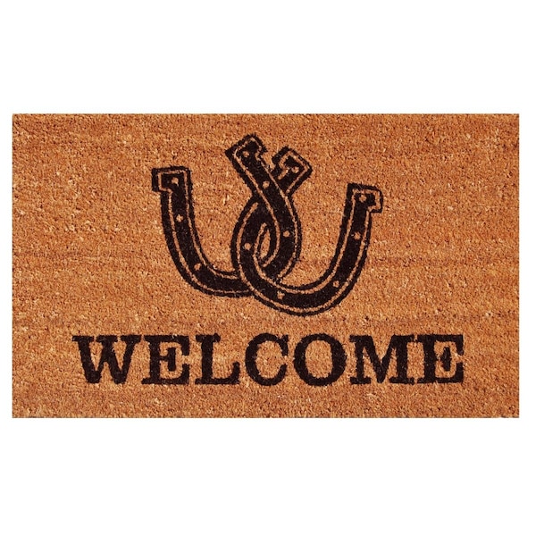 Configuracion 17 x 29 in. Horseshoe Welcome Rectangular Doormat Natural & Black CO3367125 - main